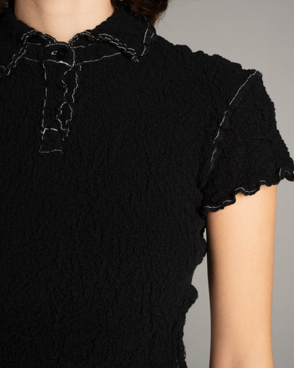Black Cauliflower Contrast Stitch Top