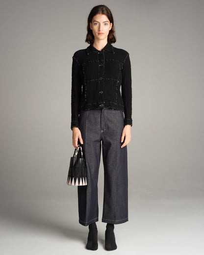 Black Cauliflower Contrast Stich Jacket