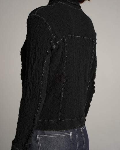 Black Cauliflower Contrast Stich Jacket