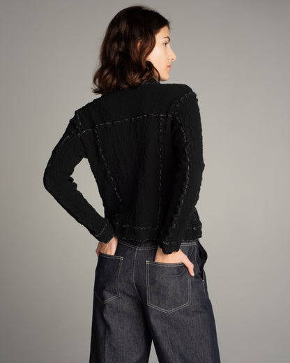 Black Cauliflower Contrast Stich Jacket