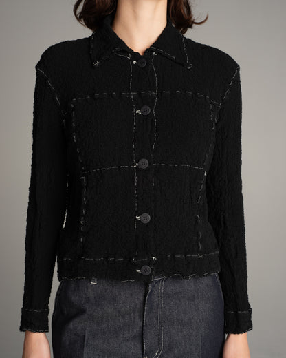 Black Cauliflower Contrast Stich Jacket