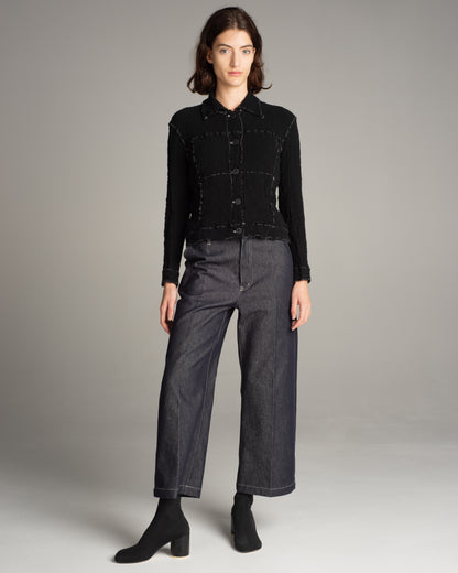 Black Cauliflower Contrast Stich Jacket