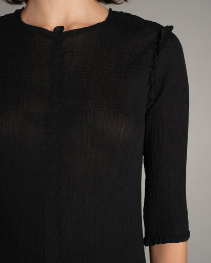 Black Snap Sheer Crepe Cardigan