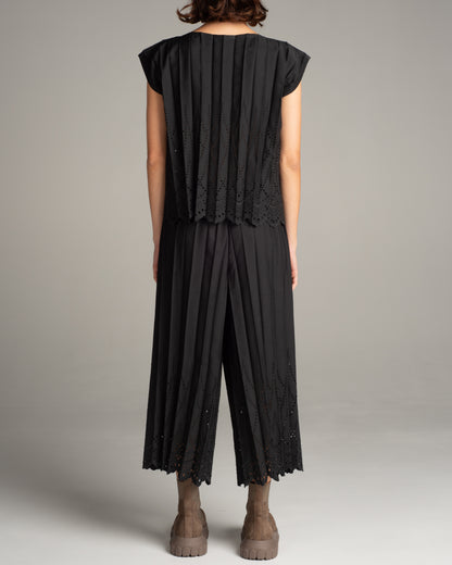Black Lace Pleat Pants