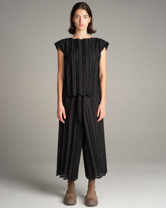 Black Lace Pleat Pants