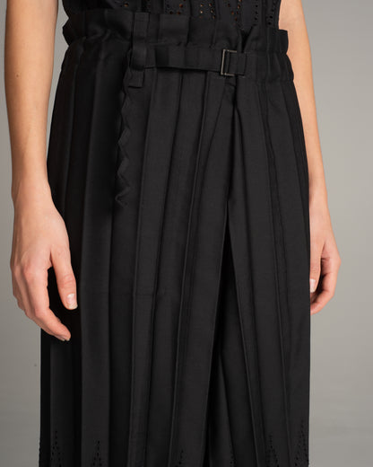 Black Lace Pleat Pants