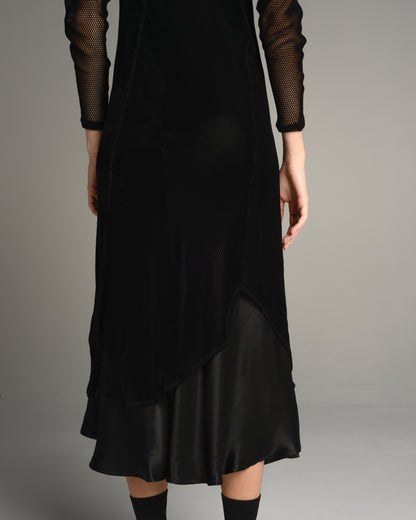 Black Velvet Mesh Dress