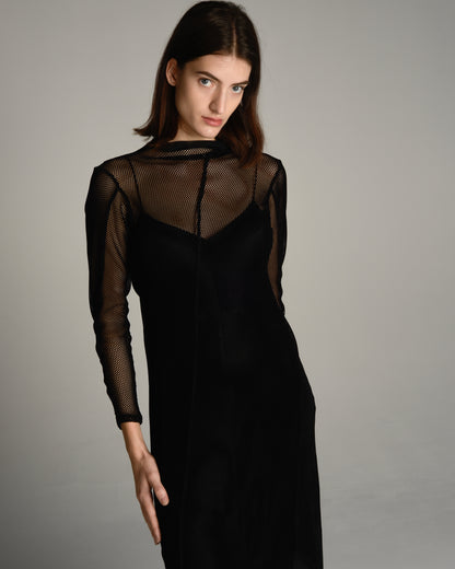 Black Velvet Mesh Dress