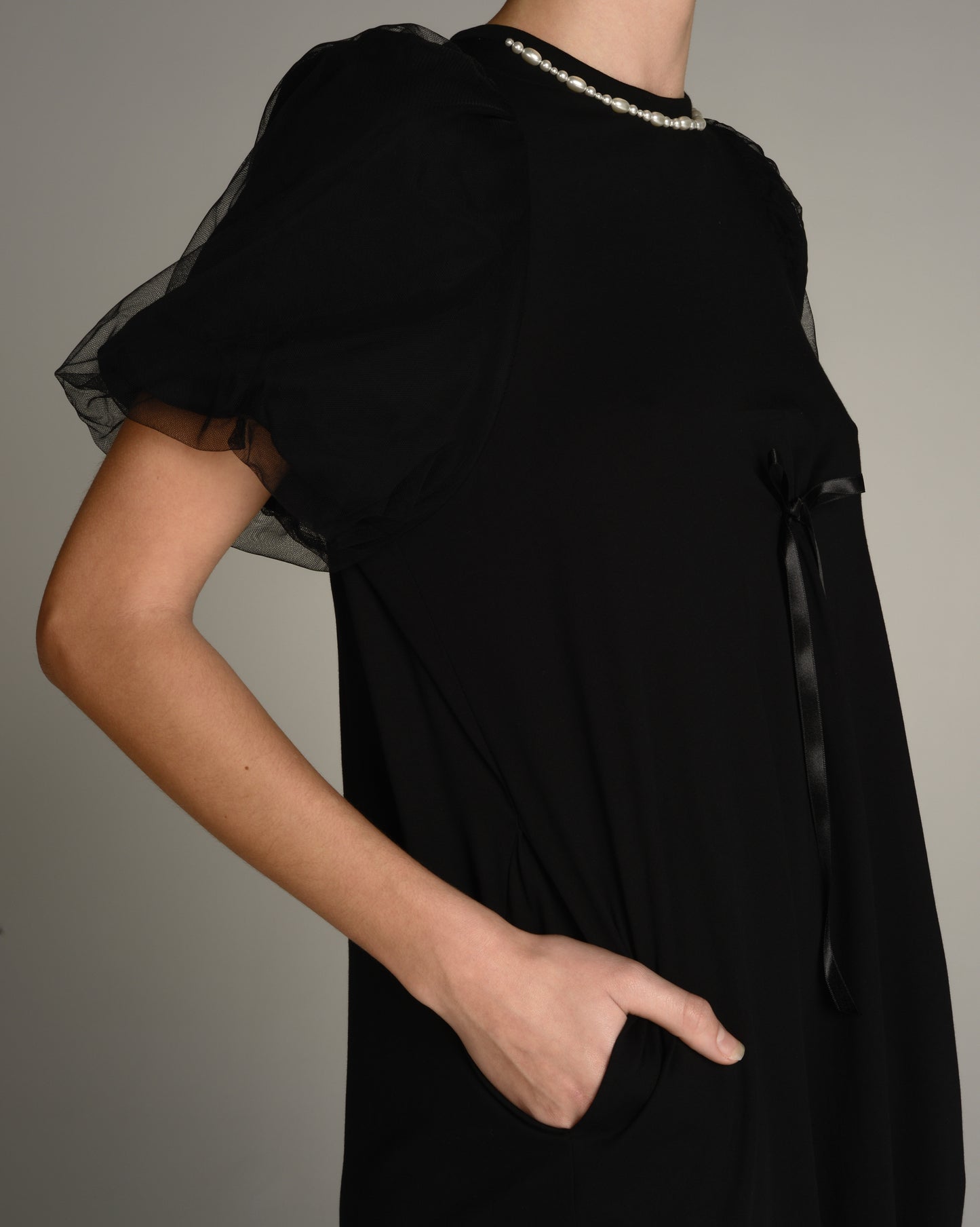 Black Tulle Sleeve Dress