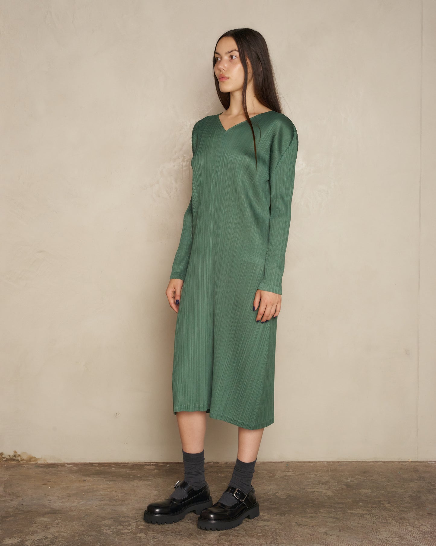 pleats please green dress April Monthly Colors Dress in Green by Pleats Please Issey Miyake