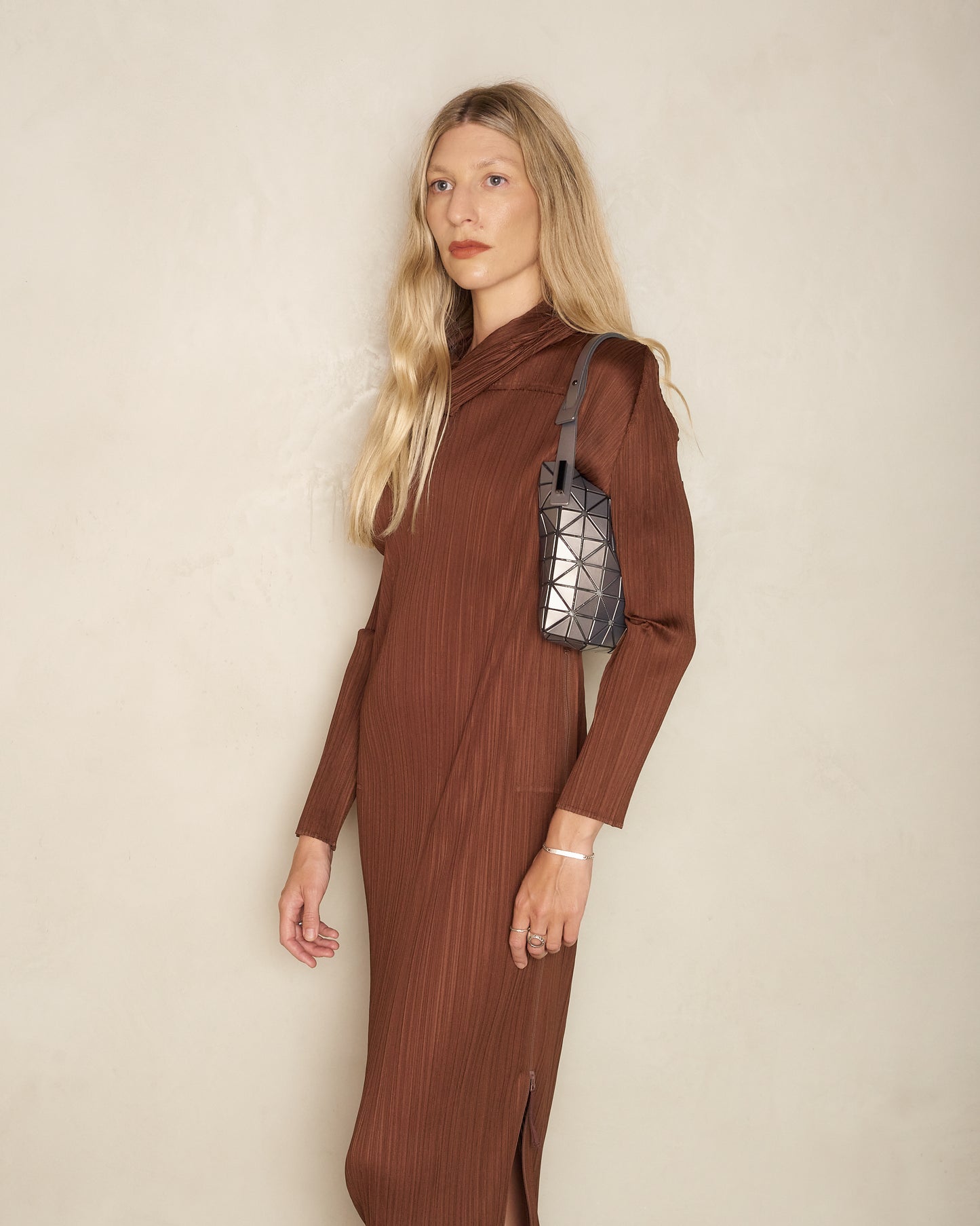 Silver Baguette Metallic Bag