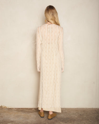 Off White Lace Long Sleeve Dress