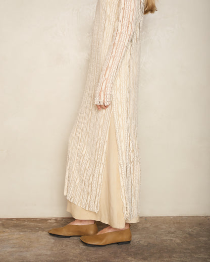 Off White Lace Long Sleeve Dress
