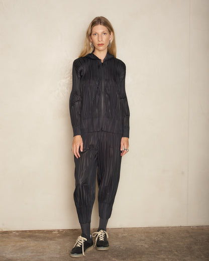 Black Loose Pleat Tapered Pant