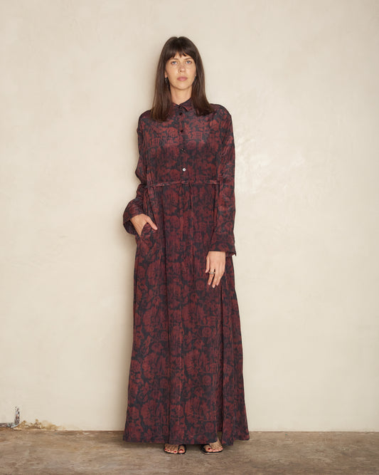 Camelia Maroon Deny  Shirt Dress