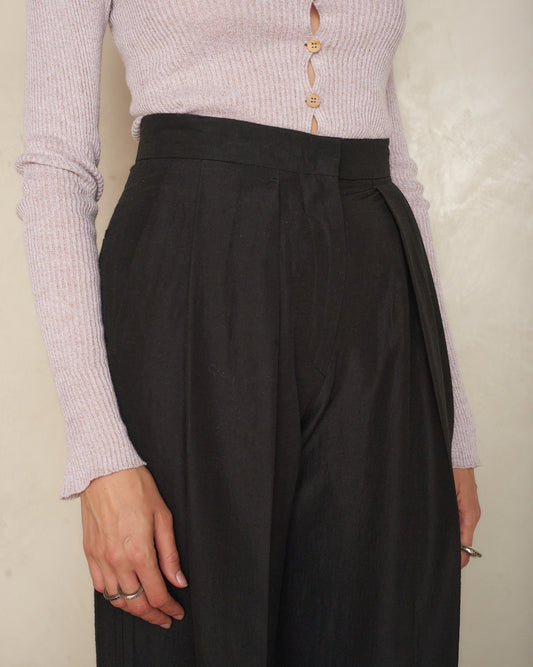 Black Pockas Ribbon Pants