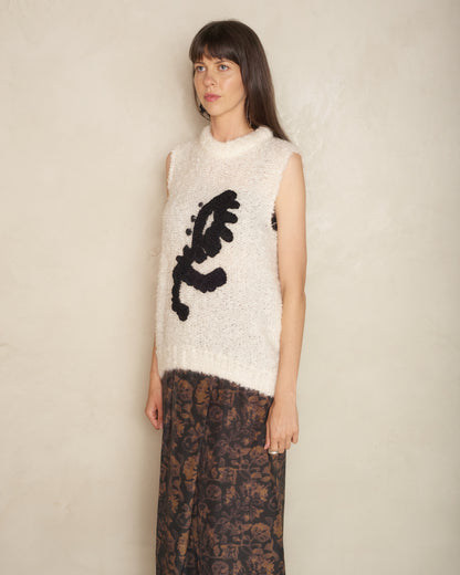 White & Black Pasha Kice Sleeveless Knit