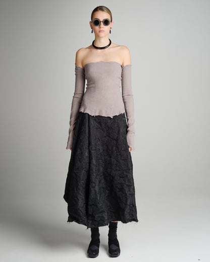 Mauve Shoulderless Stretch Longsleeve Top