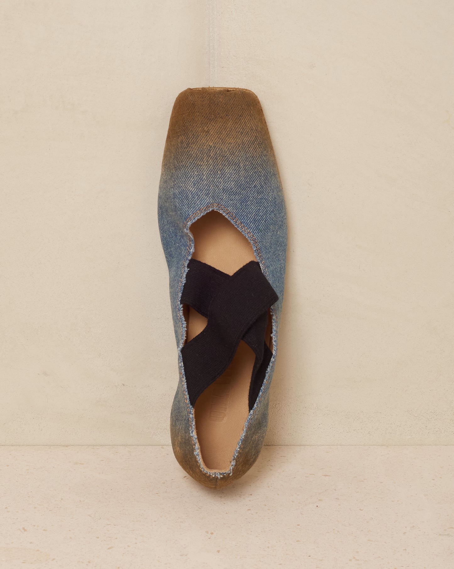 Blue and Brown Denim Ballet Shoes