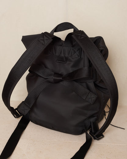 Black Sporty Lace Up Military Backpack