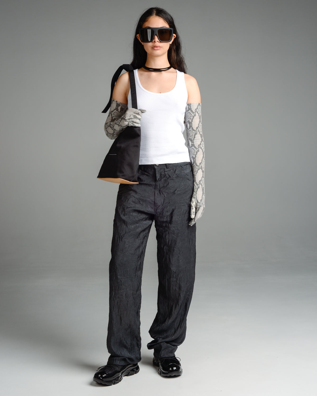 Black Relaxed Drawstring Trousers