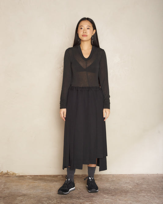 Black Wool Pleated Skirt
