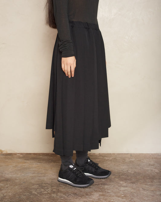 Black Wool Pleated Skirt