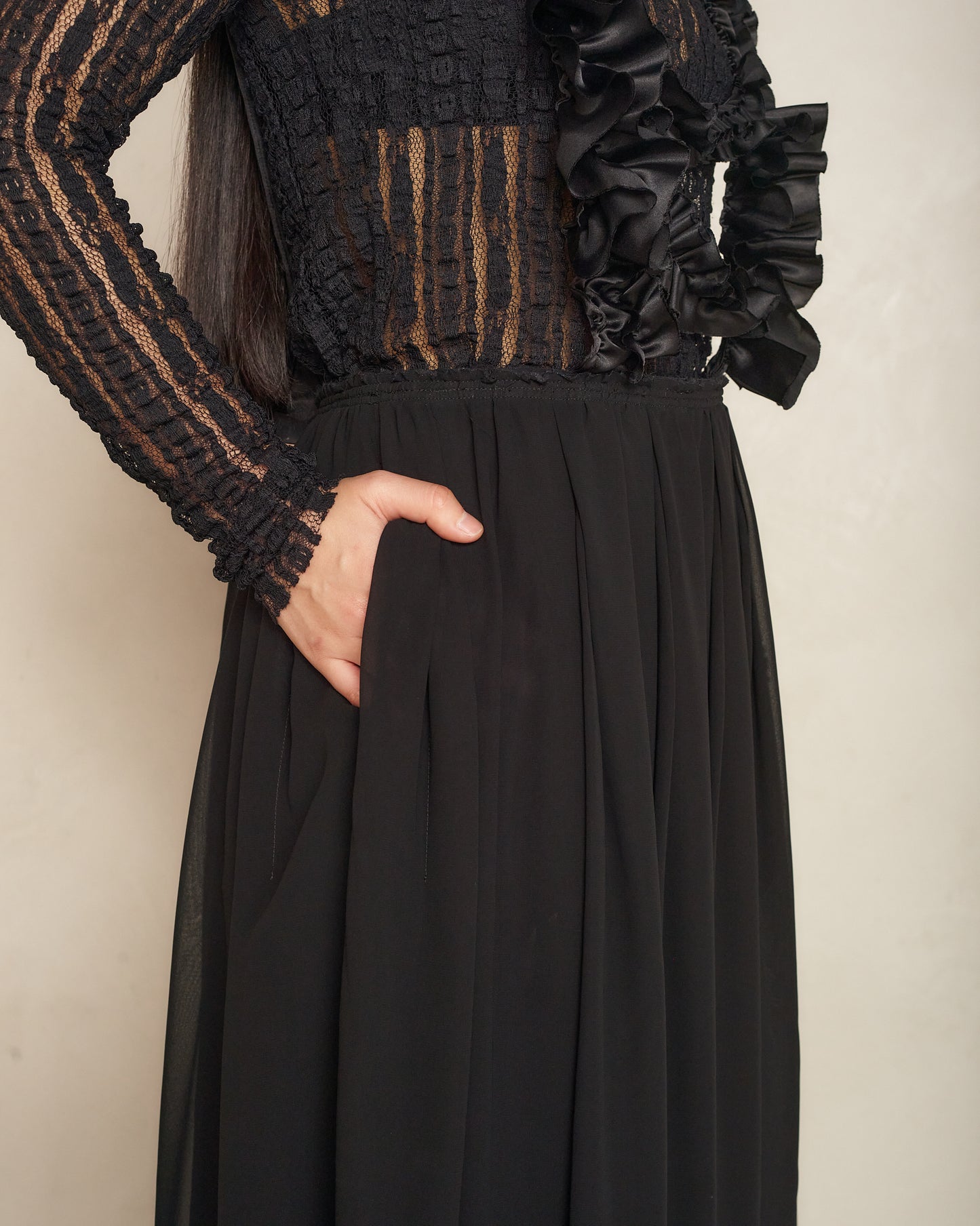 Black Ruffled Suspender Skirt