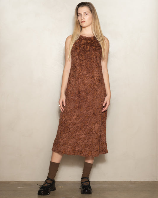 Brown Shaggy Sheer Tank Dress