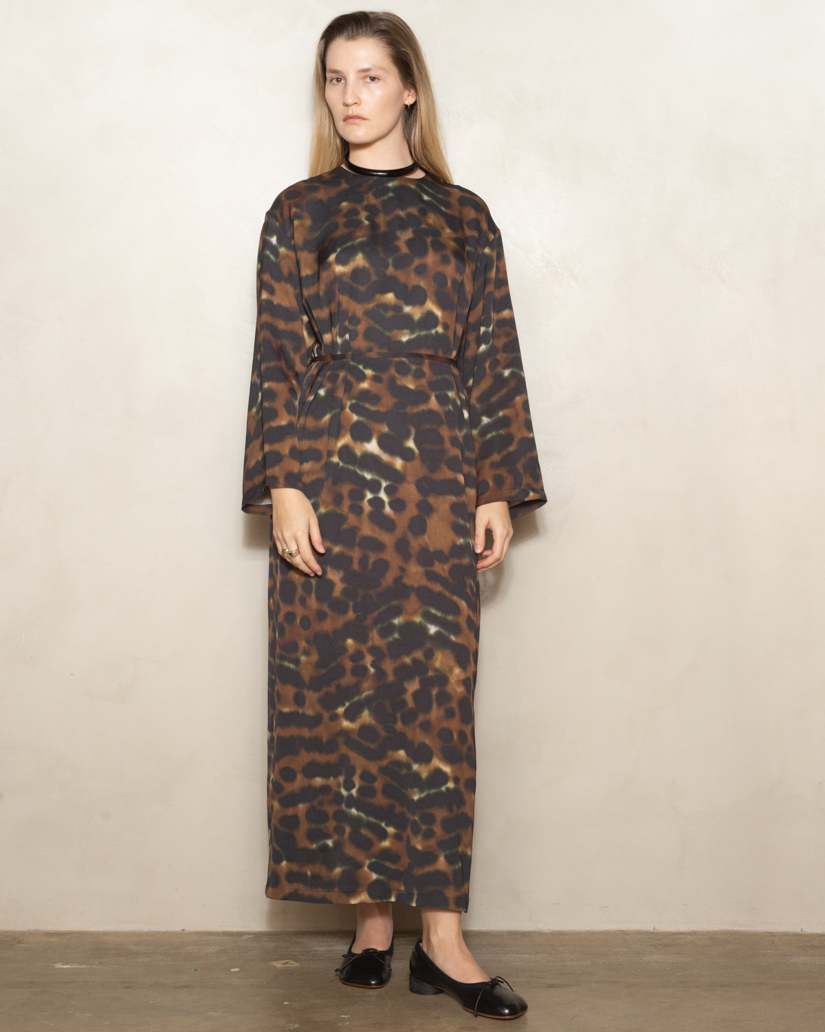 Brown Danja Leopard Longsleeve Dress