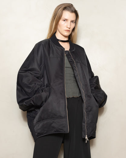 Black Cato Oversized Bomber Jacket