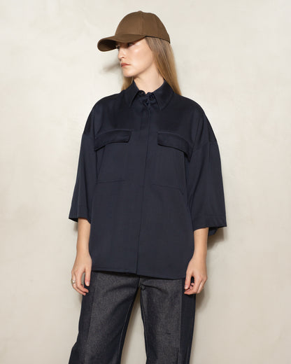 Dark Navy Oversized Toba Shirt