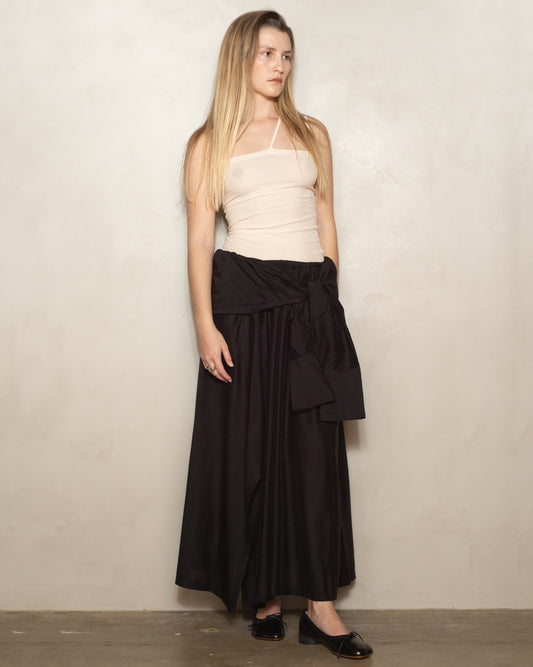 Black Silva Mid Length Skirt