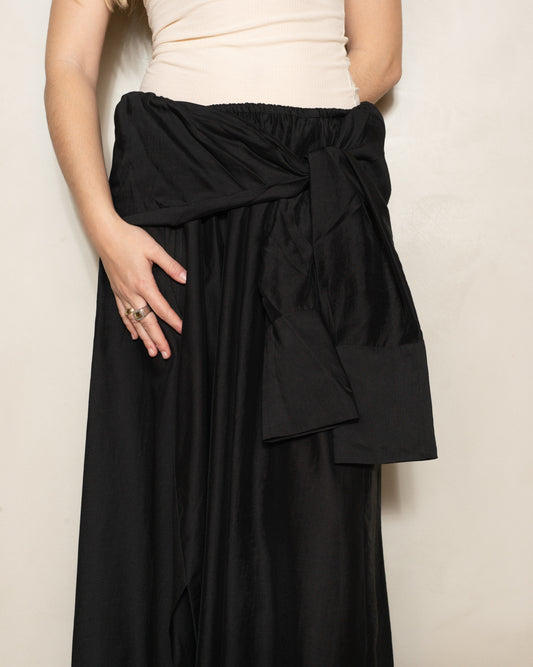 Black Silva Mid Length Skirt