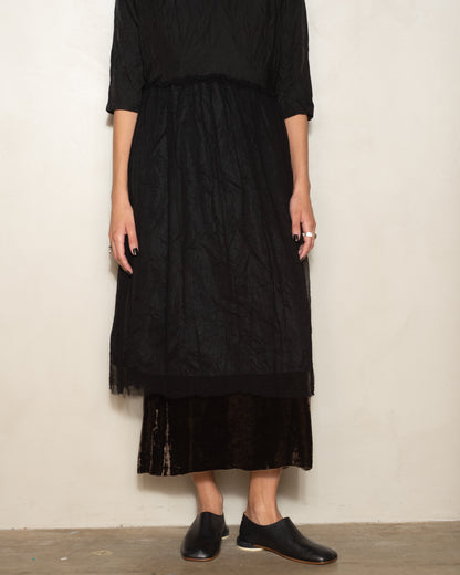 Black Cupro V Neck Dress