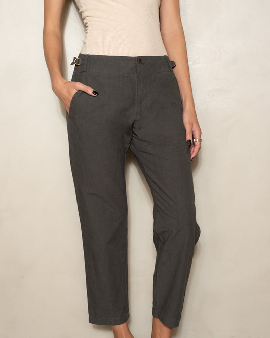 Khaki Ramie Classic Pants