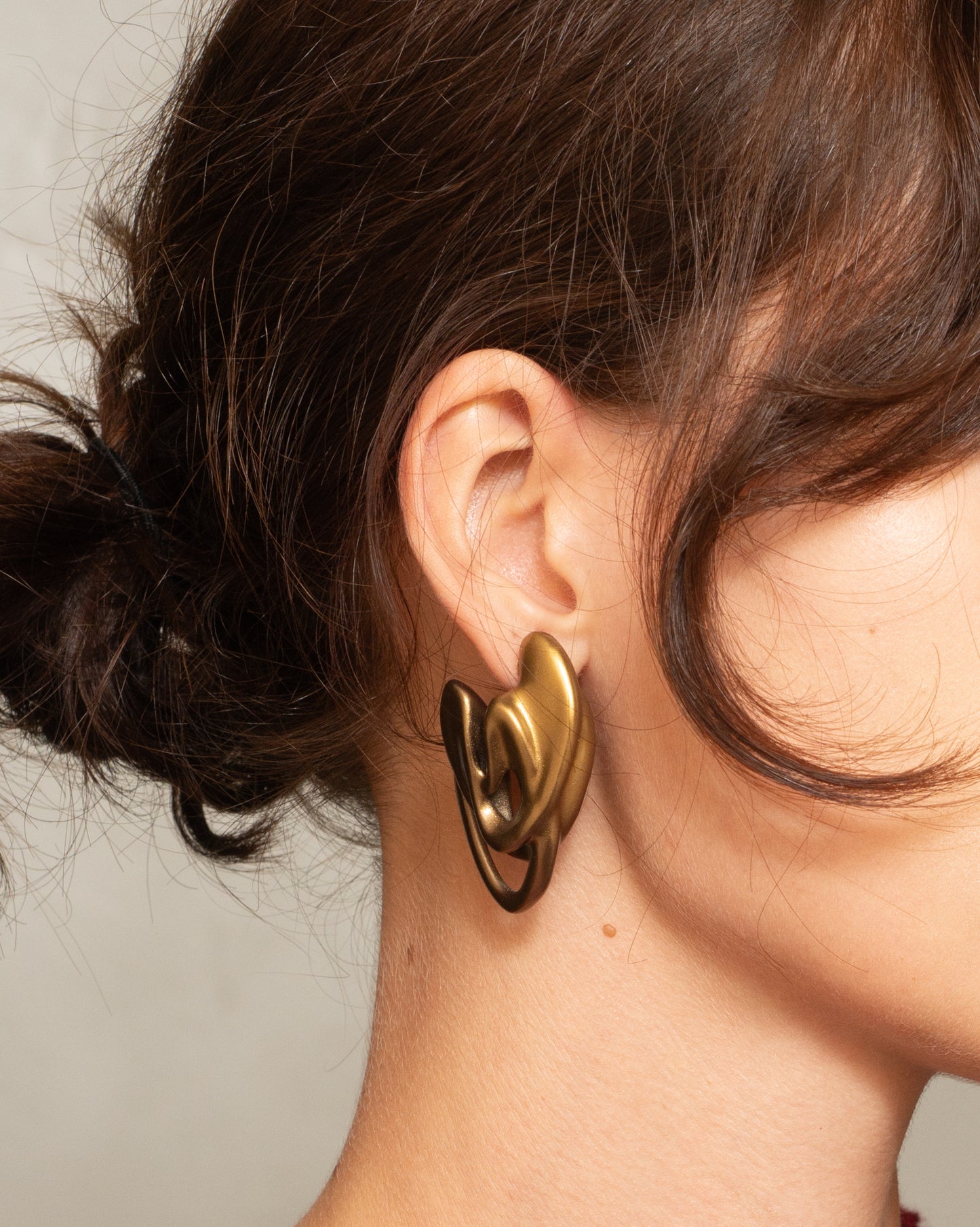 Gold and Brown Loop Earring