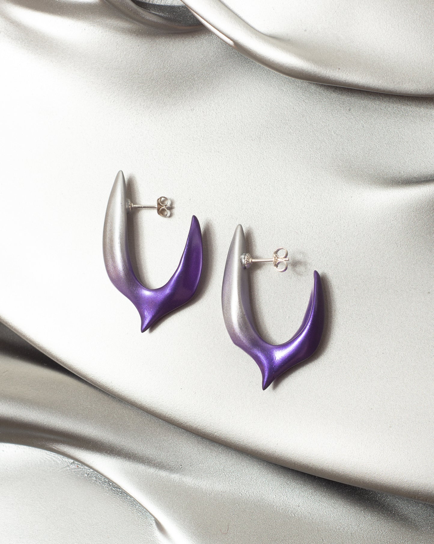 Silver and Purple Small Hook Earring