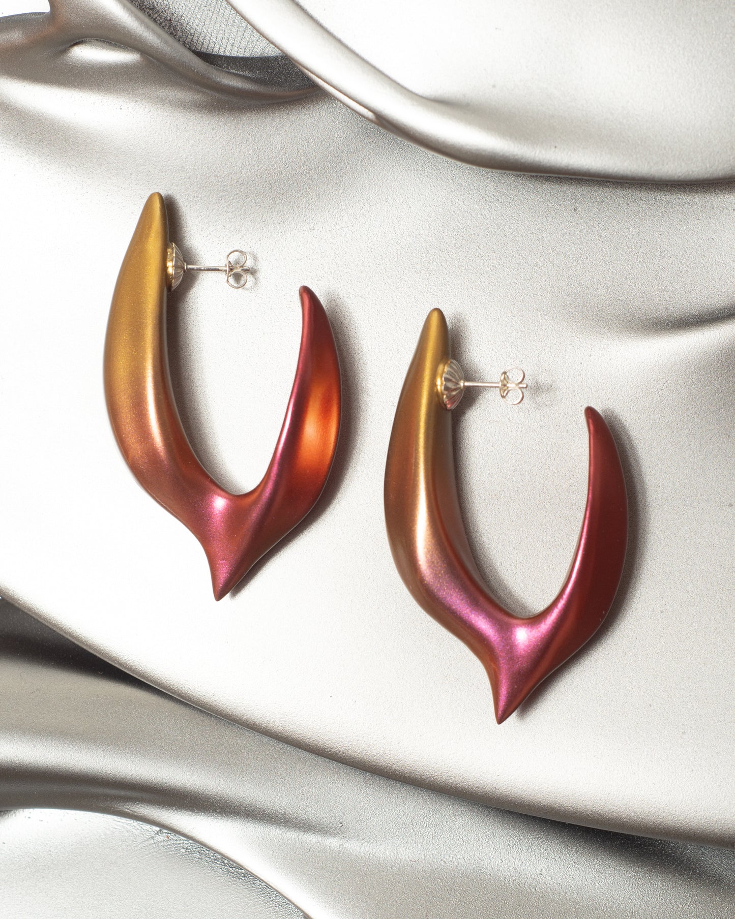 Red and Gold Large Hook Earring