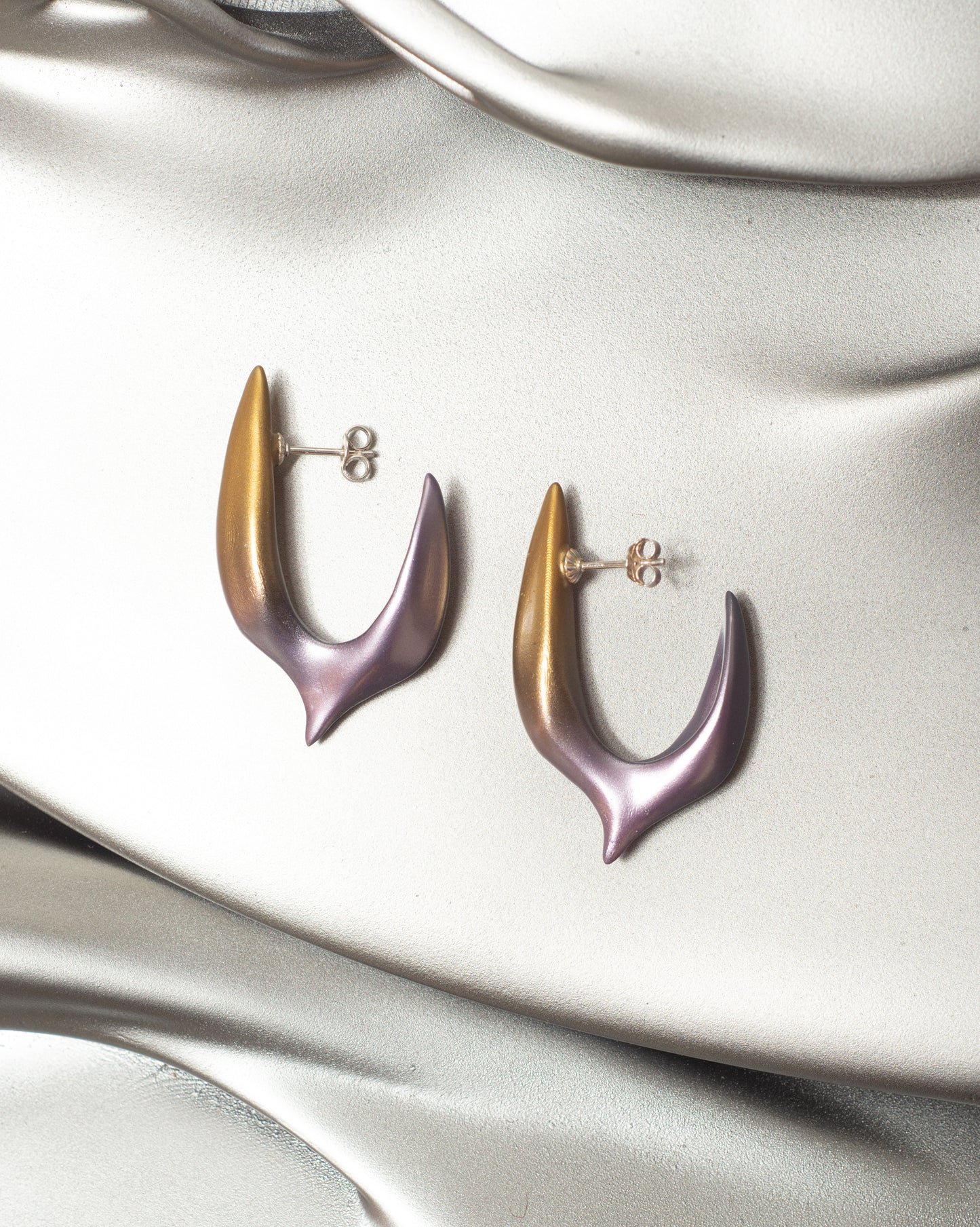 Gold and Lilac Small Hook Earring