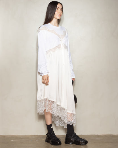 White Patchwork Long Sleeve T-Shirt Dress