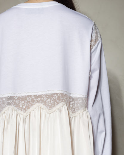 White Patchwork Long Sleeve T-Shirt Dress