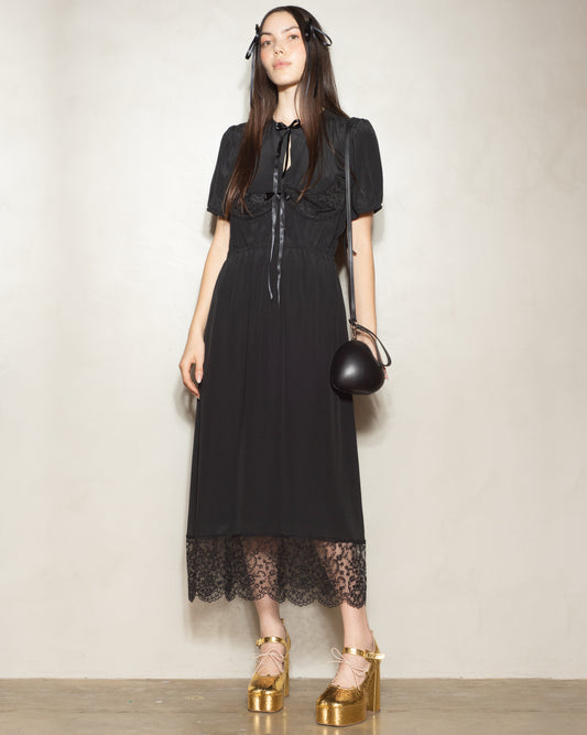 Black Crepe Cup Detail Dress