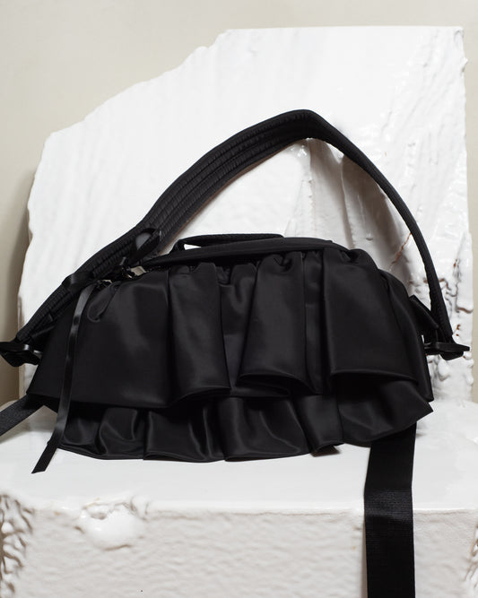 Black Frill Multi Pocket Crossbody Bag