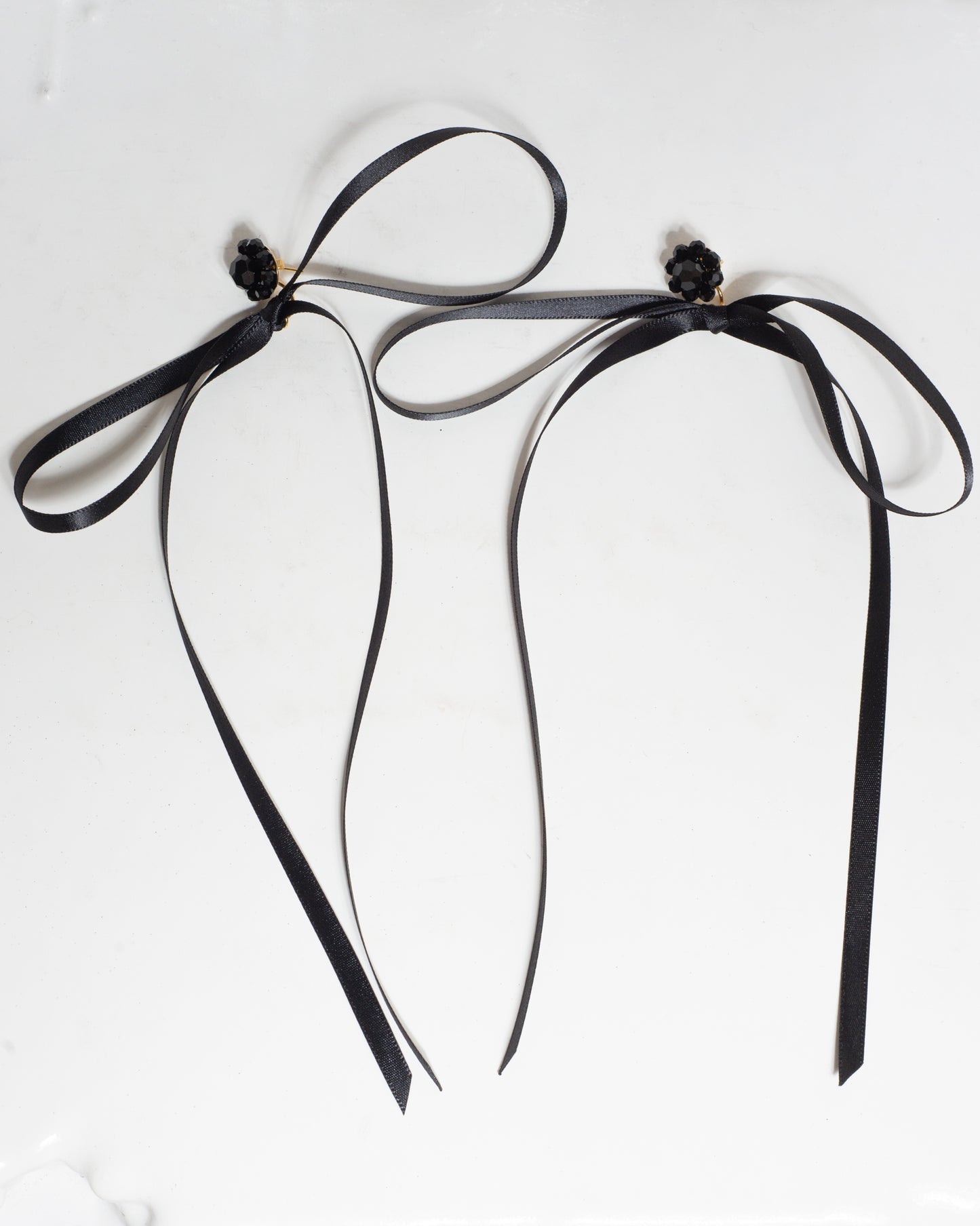 Black Bow Ribbon Stud Earrings