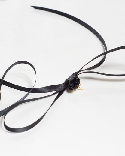 Black Bow Ribbon Stud Earrings