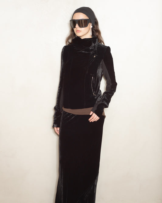 Black Velvet Biker Jacket