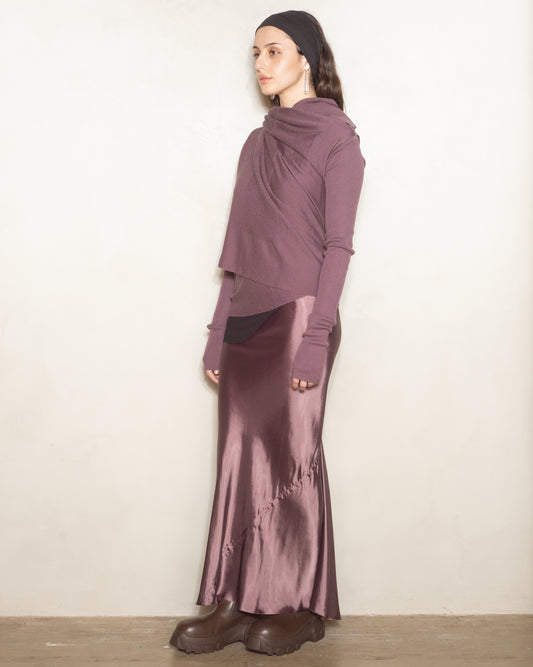 Amethyst Satin Calf Bias Skirt