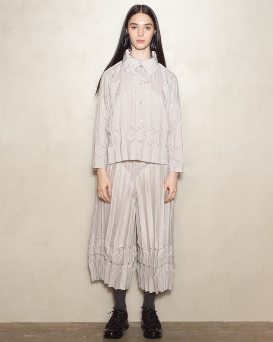 Light Grey Cube Pleat Trouser