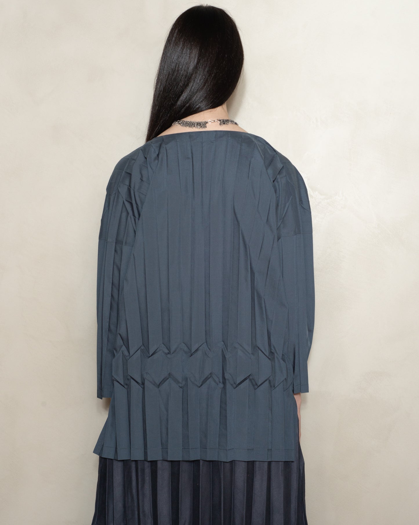 Charcoal Cube Pleat Top